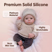 Загрузить изображение в средство просмотра галереи, 16cm Mini Full Solid Platinum Silicone Reborn Baby Doll, Lifelike Realistic Newborn Silicone Doll, Collectible Art Doll Gift for Doll Lovers
