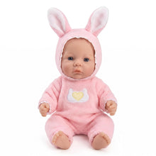 Laden Sie das Bild in den Galerie-Viewer, 6" Realistic Platinum Silicone Reborn Baby Doll | Ultra Soft &amp; Stretchable | Pink Bunny Outfit | Lifelike Toddler Toy Gift
