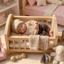 Carica l'immagine nel visualizzatore di Gallery, 6" Sleeping Silicone Baby Doll | 150g Solid Platinum Silicone | Realistic Closed-Eyes Reborn | Mini Pocket Pal with Knit Sweater Outfit
