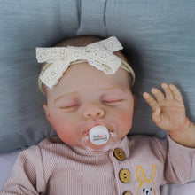 画像をギャラリービューアに読み込む, 19 inch realistic reborn baby dolls Hand-Painted Fabric Doll Irys Purple Footed Pajamas Set Plaid Bear Collector&#39;s Companion toys for kids 3+
