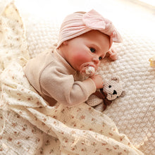 Carregar imagem no visualizador da galeria, 19 inch Full Vinyl Reborn Doll Meadow Hand-Painted Green Eyes Blush Khaki Romper Beige Plaid Bear Pacifier Gift Box for baby kids girl 3+ 48cm Lifelike Baby Gift Set dolls
