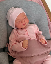 Load image into Gallery viewer, PINKY REBORN Pascale 19-Inch Reborn Baby Doll | Hand-Painted Head, Closed Eyes | Choose Soft Body or Full Vinyl Girl | Pink Footed Sleeper &amp; Bonnet Gift Set
