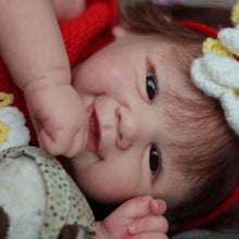 Load image into Gallery viewer, Vivienne 19inch Reborn Baby Doll with Brown Hair, Soft Body, Red Outfit - Perfect Christmas Birthday Gift
