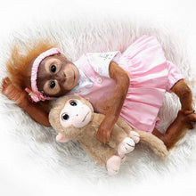 Laden Sie das Bild in den Galerie-Viewer, New 21INCH 52CM Handmade Detailed Paint Reborn Baby Monkey Newborn Doll Collectible Art Doll Toy for Kid Gift (Pink)
