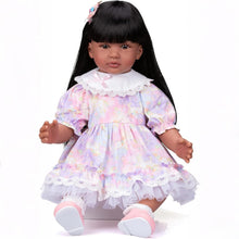 Cargar imagen en el visor de la galería, Pinky 24 inch Black Indian Reborn Baby Dolls Girl Soft Vinyl Realistic Look African American Newborn Doll Toddler Doll Toy for Kids 3+

