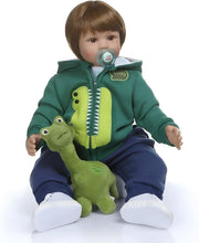 Load image into Gallery viewer, Reborn Toddler Dolls 24 Inch Realistic Giant Dinosaur Themed Babydolls Set With Plush Dino Doll Pacifier Collectible Birthday Holiday Gifts For Kids
