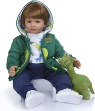 Load image into Gallery viewer, Reborn Toddler Dolls 24 Inch Realistic Giant Dinosaur Themed Babydolls Set With Plush Dino Doll Pacifier Collectible Birthday Holiday Gifts For Kids
