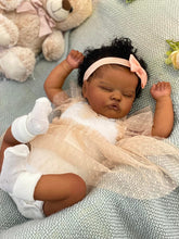 Load image into Gallery viewer, Pinky Reborn Reborn Baby Dolls Black Girl Brown Skin 18 Inch Silicone Biracial Reborn Toddler Baby Doll Realistic Toddler Black African American Dolls with Hair Feeding Kit &amp; Gift for Kids
