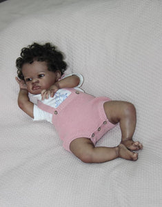 20 inch Adorable Reborn Baby Girl Soft Cloth Body Black Skin African American Realistic Baby Doll Girl