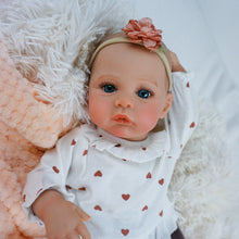 Load image into Gallery viewer, 48cm Realistic Reborn Baby Girl &quot;Meadow&quot; - Cloth Body with Realistic Silicone Head, Arms &amp; Legs, Hand-Painted Hair, Blue Eyes, Includes Outfit &amp; Gift Box

