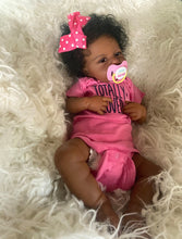 Load image into Gallery viewer, Lifelike Open Eyed Reborn Baby Girl &quot;Loulou&quot; w/ Implanted Afro Hair - 20in/50cm Full Limb Vinyl Doll, Realistic Hand Painted
