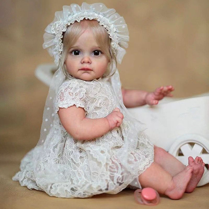 24inch Adorable Lifelike Reborn Toddler Girl Cloth Body Realistic Newborn Baby Doll Gift for Kids