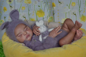 19inch Sleeping Reborn Baby Dolls Silicone Soft Cloth Body Back Skin African American Reborn Baby Girl Doll Real Life Newborn Baby Doll