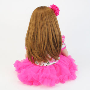 Pinky Reborn 24 Inch Adorable Lifelike Reborn Baby Dolls Cloth Body Vinyl Toys For Kids 3+ With A Plush Bunny Role-playing Game Doll