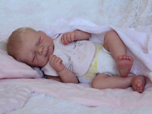 18 Inch Lifelike Sleeping Realistic Newborn Baby Dolls Silicone Full Body Real Lovely Reborn Baby Doll Girl Birthday Xmas Gift for Kids Age 3+