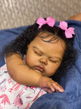 Load image into Gallery viewer, Pinky Reborn 19 inch Reborn Baby Doll American-Africa Newborn Sleepping Dolls with Rooted Black Hair Realistic Face Plush Body Collectible Doll Gifts For Kids
