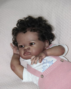 20 inch Adorable Reborn Baby Girl Soft Cloth Body Black Skin African American Realistic Baby Doll Girl