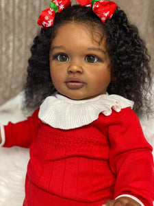Christmas Gifts 26 inch Africa-American Lovely Lifelike Reborn Baby Dolls Toddler Babydolls Girl Toys Soft Cloth Body Adorable Realistic Newborn Baby Doll Gift