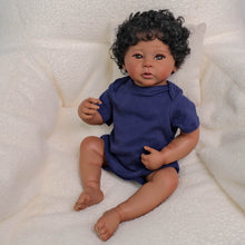 Cargar imagen en el visor de la galería, Lifelike 19-Inch Reborn Boy Doll – Full Vinyl Body, Rooted Curly Hair &amp; Complete Set (Bottle, Pacifier, Diaper)
