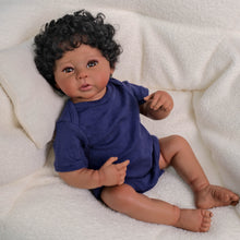 Cargar imagen en el visor de la galería, Lifelike 19-Inch Reborn Boy Doll – Full Vinyl Body, Rooted Curly Hair &amp; Complete Set (Bottle, Pacifier, Diaper)
