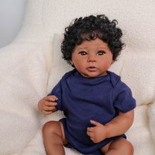 Cargar imagen en el visor de la galería, Lifelike 19-Inch Reborn Boy Doll – Full Vinyl Body, Rooted Curly Hair &amp; Complete Set (Bottle, Pacifier, Diaper)
