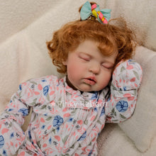 Load image into Gallery viewer, Realistic 19 Inch Baby Doll with Red Hair &amp; Pacifier - Soft Cloth Body, Printed Long Sleeve Footie Pajamas, Sleeping Eyes
