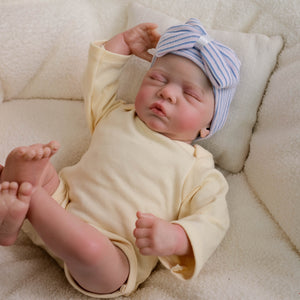 Pinky Reborn Cloth Soft Body Reborn Baby Dolls Romy 19 inch Lifelike Sleeping Closed Eyes Hand-drawn hair Fake Doll Prop Children's Toy