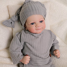 Cargar imagen en el visor de la galería, 18&quot; Poseable Woodland Elf Reborn Baby Flynn - Hand-Painted Hair &amp; Hooded Jumpsuit, Blue Eyes, Full Limbs Fabric Body
