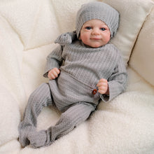 Cargar imagen en el visor de la galería, 18&quot; Poseable Woodland Elf Reborn Baby Flynn - Hand-Painted Hair &amp; Hooded Jumpsuit, Blue Eyes, Full Limbs Fabric Body
