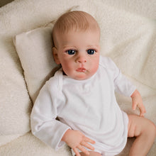 Load image into Gallery viewer, 20-Inch Realistic Baby Boy Doll with Cloth Body - 50cm Lifelike Reborn Doll Implanted Black Curly Hair, Crystal Blue Eyes, Full Outfit &amp; Gift Set for Children
