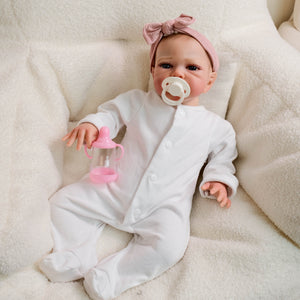 20 Inch Cloth Body Blue Eyes Advanced Painting Reborn Baby Dolls Awake Eyes August Holiday doll package Kit