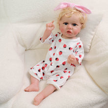 Load image into Gallery viewer, 22 inch reborn babydolls full vinyl body realistic life size dolls rooted blond hair, blue eyes
