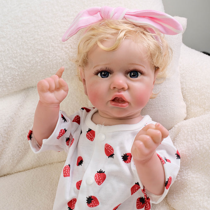 22 inch reborn babydolls full vinyl body realistic life size dolls rooted blond hair, blue eyes