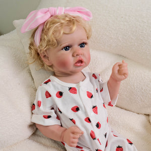 22 inch reborn babydolls full vinyl body realistic life size dolls rooted blond hair, blue eyes