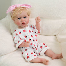 Load image into Gallery viewer, 22 inch reborn babydolls full vinyl body realistic life size dolls rooted blond hair, blue eyes
