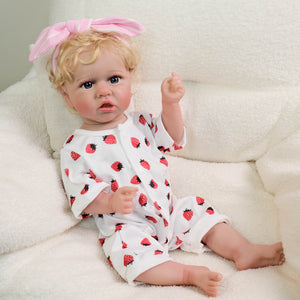 22 inch reborn babydolls full vinyl body realistic life size dolls rooted blond hair, blue eyes