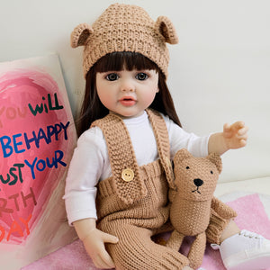 Betty 22 Inch 55CM Lovely Newborn Baby Dolls Girl Adorable Lifelike Reborn Baby Dolls Full Silicone Body Toddler Doll Girl Born Toy with Long Hair for Girls Birthday