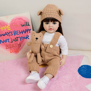 Betty 22 Inch 55CM Lovely Newborn Baby Dolls Girl Adorable Lifelike Reborn Baby Dolls Full Silicone Body Toddler Doll Girl Born Toy with Long Hair for Girls Birthday