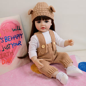 Betty 22 Inch 55CM Lovely Newborn Baby Dolls Girl Adorable Lifelike Reborn Baby Dolls Full Silicone Body Toddler Doll Girl Born Toy with Long Hair for Girls Birthday
