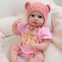 Carica l&#39;immagine nel visualizzatore di Gallery, 20&quot; LouLou Cloth-Body Reborn Baby - Hand-Painted Hair,Blue Eyes &amp; Knit Hat Romper Set
