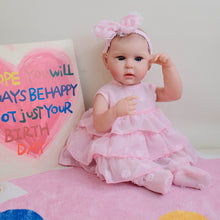 Load image into Gallery viewer, 19&quot; Ward Full Vinyl Reborn Girl - Hand-Painted Hair, Blue Eyes &amp; Pink Tiered Dress
