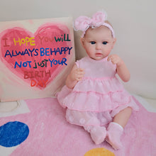 Load image into Gallery viewer, 19&quot; Ward Full Vinyl Reborn Girl - Hand-Painted Hair, Blue Eyes &amp; Pink Tiered Dress

