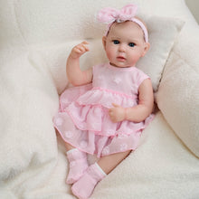 Load image into Gallery viewer, 19&quot; Ward Full Vinyl Reborn Girl - Hand-Painted Hair, Blue Eyes &amp; Pink Tiered Dress
