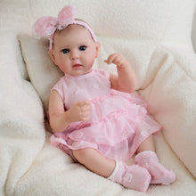 Load image into Gallery viewer, 19&quot; Ward Full Vinyl Reborn Girl - Hand-Painted Hair, Blue Eyes &amp; Pink Tiered Dress
