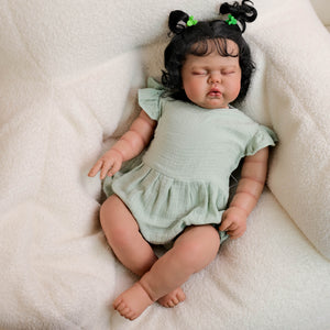 African American Brown Skin Cloth Body Doll - 24" Pickle with Rooted Black Hair Brown Skin Toy Fabric Body Doll