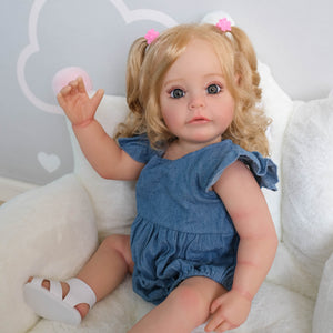 22 Inch Lifelike Reborn Toddler Realistic Newborn Baby Doll Girl Full Silicone Body Adorable Reborn Baby Dolls Birthday Gift for Kids