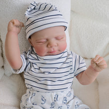 Load image into Gallery viewer, Pascale 48cm 18&quot; Hybrid Cloth Body Doll  Multi-Color Stripe Hat Set, Vinyl Limbs  Unisex Art Doll for All Ages
