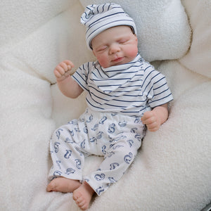 Pascale 48cm 18" Hybrid Cloth Body Doll  Multi-Color Stripe Hat Set, Vinyl Limbs  Unisex Art Doll for All Ages