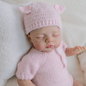 19 Inch Reborn Twin Baby Dolls Lily - Hand-Painted Heads, Powder Pink Knit Sets, Blue Eyes & Pacifiers