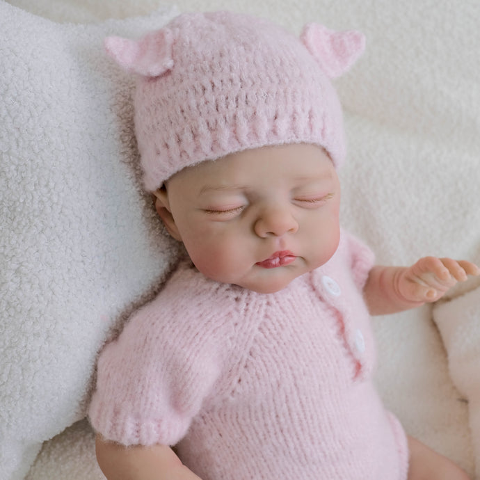 19 Inch Reborn Twin Baby Dolls Lily - Hand-Painted Heads, Powder Pink Knit Sets, Blue Eyes & Pacifiers